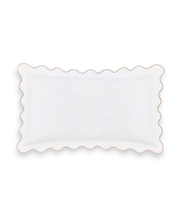 Pair of Alexandra Wavy Scalloped Pilllowcases, Plaster Pink