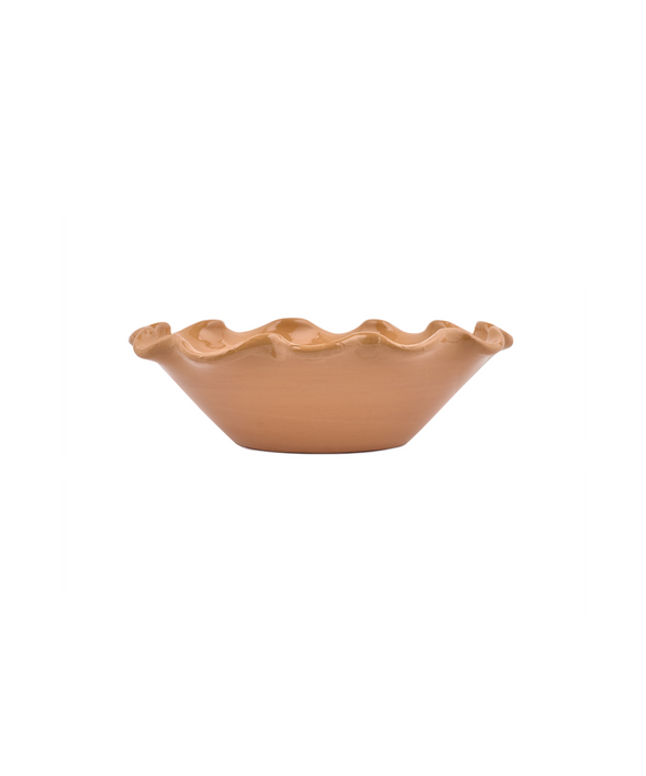 Rebecca Udall, Large Ruffle Wavy Ceramic Fruit Serving Bowl in Terracotta 