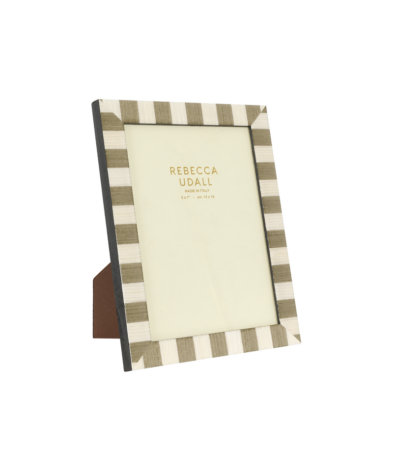 Rebecca Udall, Delilah Striped Photo Frame, Taupe and White Stripe 5 X 7