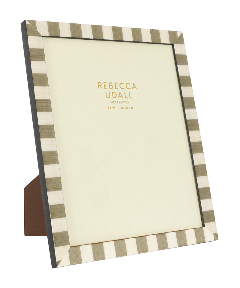 Rebecca Udall, Delilah Italian Striped Photo Frame, Taupe and White Stripe