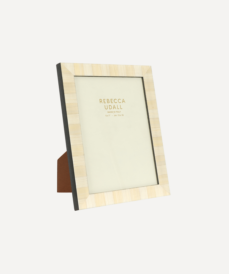 Rebecca Udall, Delilah Striped Photo Frame, Buttermilk and White