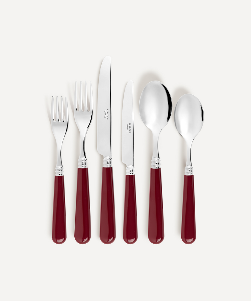 Classic Cutlery Set, Burgundy