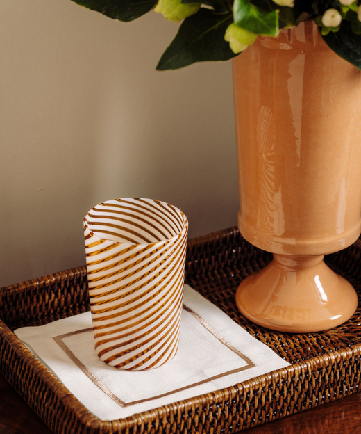 Pair of Murano Swirl Tumblers, Autumn, with Flora Vase