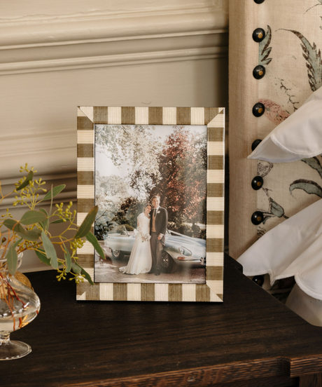 Delilah Striped Photo Frame, Taupe, Lifestyle