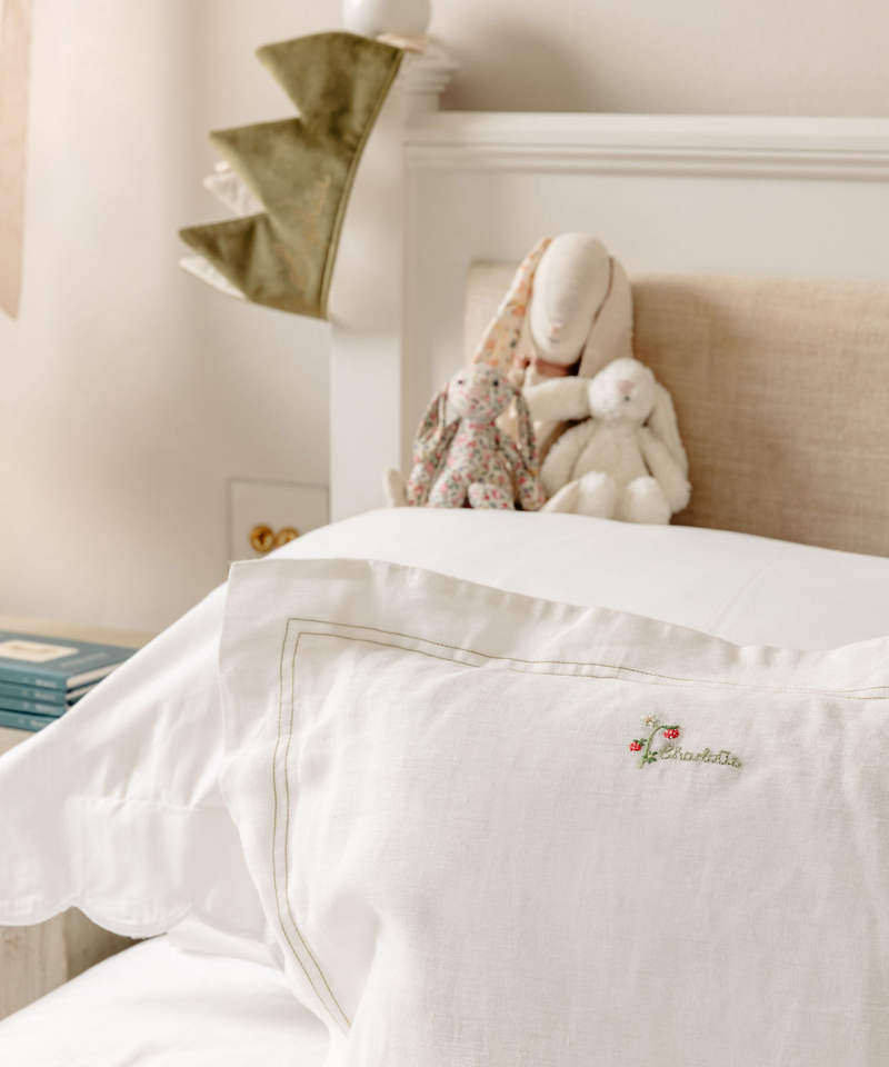 Rebecca Udall, Lottie Mayland x Rebecca Udall Darcy Personalised Boudoir Linen Pillowcases, Lifestyle,  Name and strawberry Motif