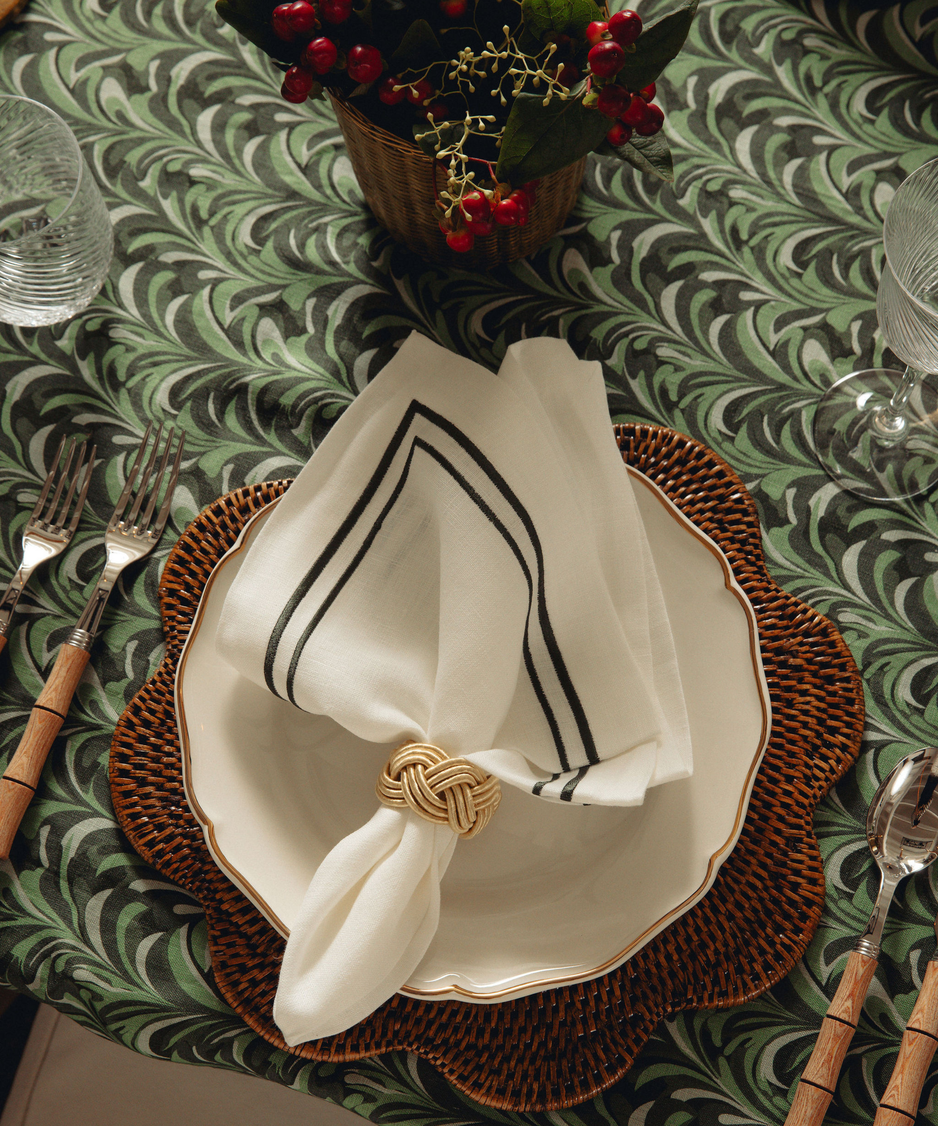 Set 4 Braided Napkin Rings Antique