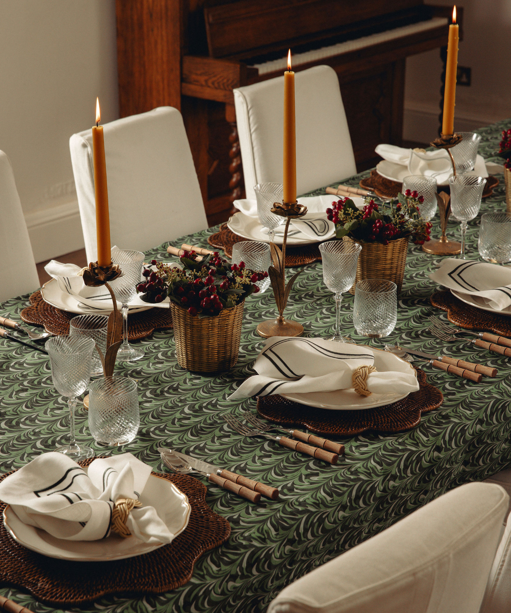 Marble Table Linens, Green