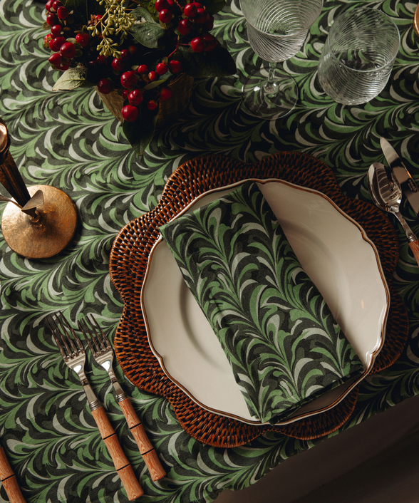 Marble Table Linens, Green