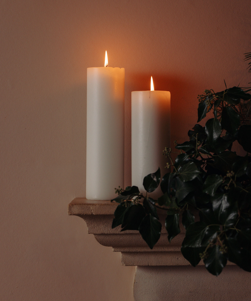 Medium Pillar Candles, White