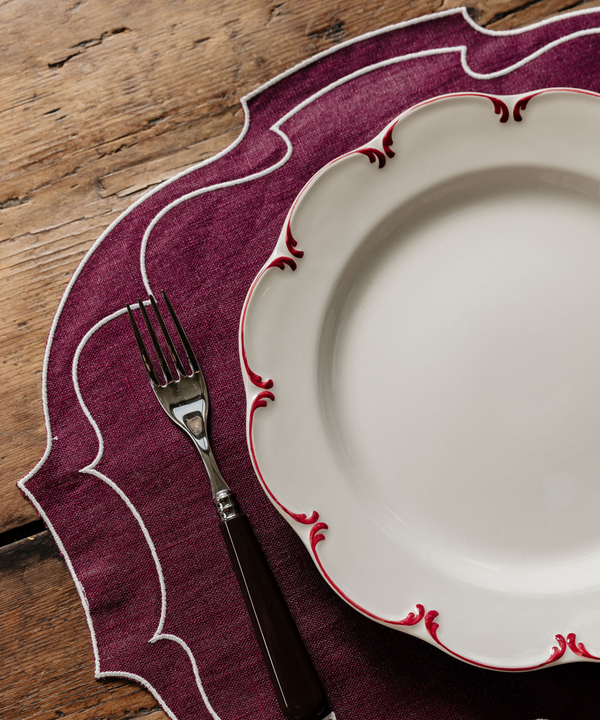 Pair of Francesca Waxed Linen Placemats, Burgundy