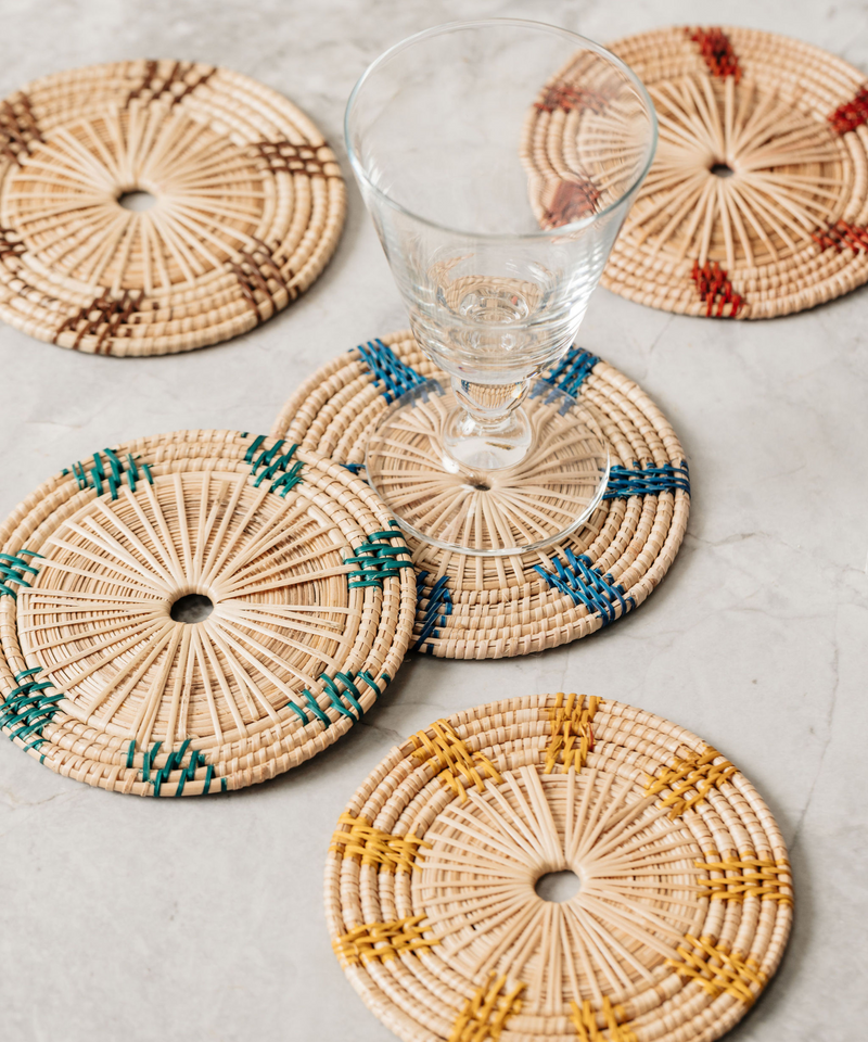 Rebecca Udall Set of 4 Woven Coasters, Lifestyle