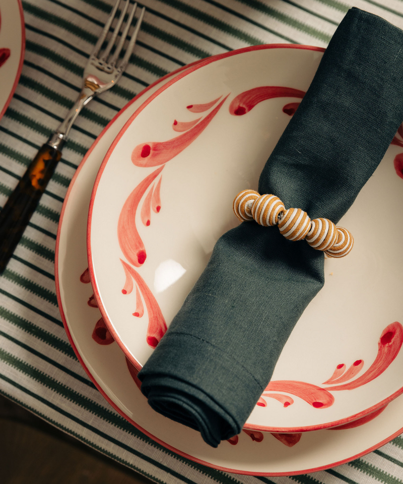 Rebecca Udall Set of 4 Striped Napkin Rings, Tobacco, lifestyle