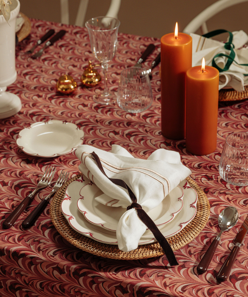 Marble Linen Tablecloth, Pink