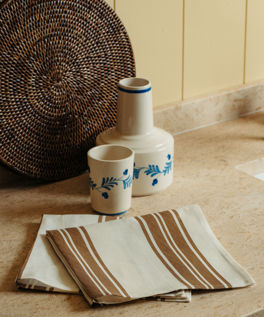 Iris Ceramic Carafe & Pair of Tumblers, Denim