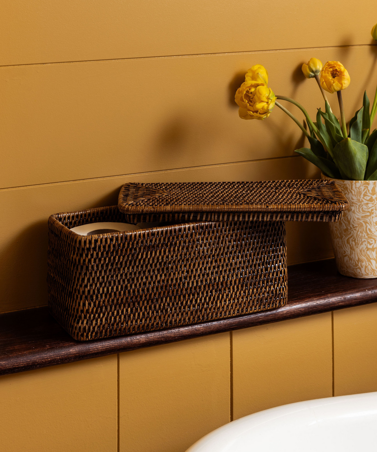 Rattan Lidded Bathroom Storage Box