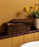 Rattan Lidded Bathroom Storage Box, Brown