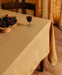 Classic Linen Table Linens, Straw, with Glassware