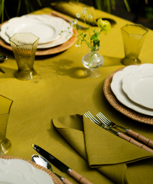 Classic Linen Table Linens, Chartreuse, Lifestyle