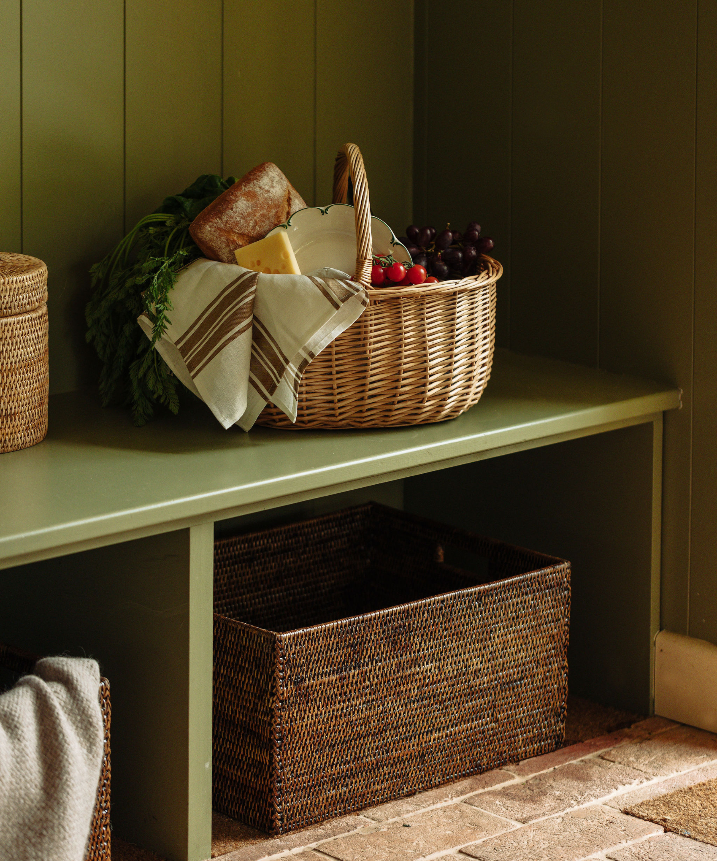 Rattan Storage Baskets, Brown