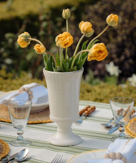 Flora Ceramic Urn Vase, Medium, White