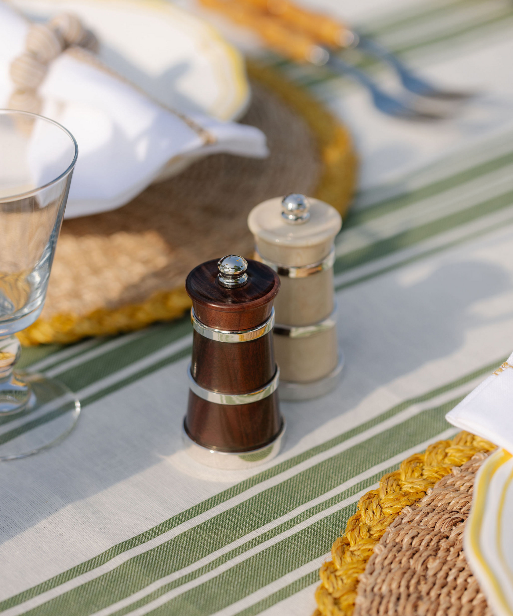 Silver Ivorine Salt & Rosewood Pepper Mill Set