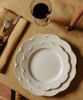 Set of 4 Olivia Scalloped Dinner Plates, White