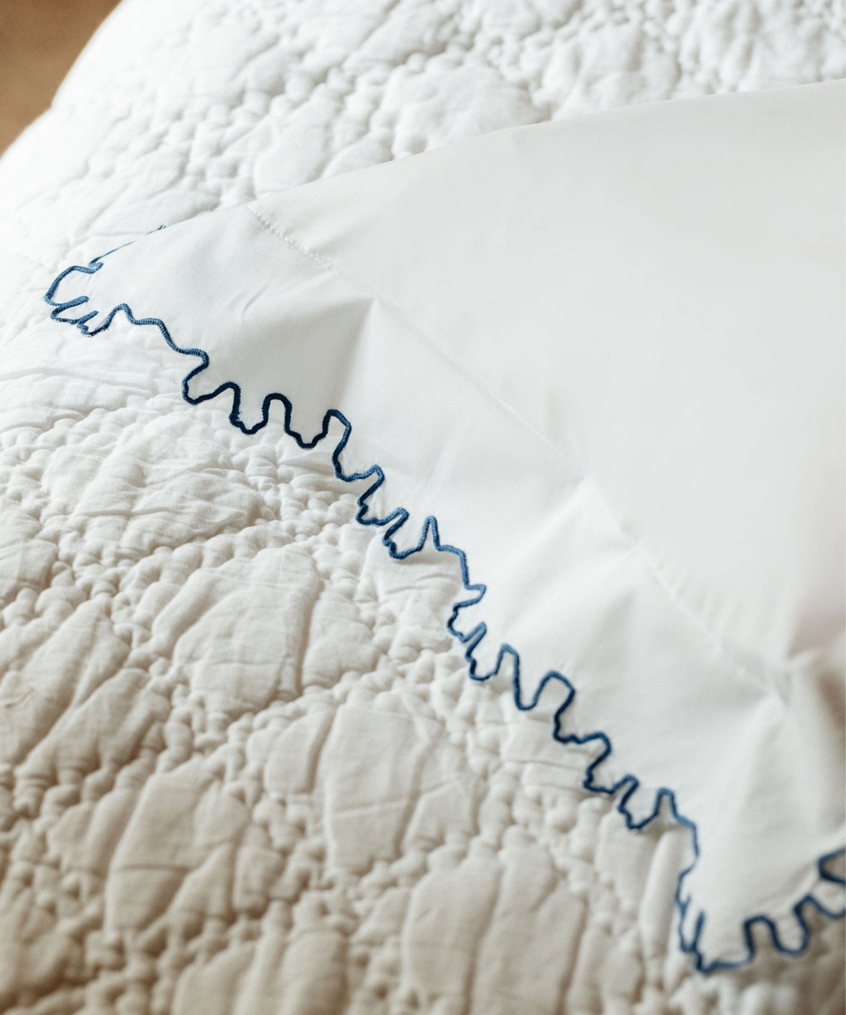 Thea Scalloped Boudoir Pillowcase, Denim