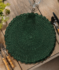 Scalloped Abaca Placemat, Juniper
