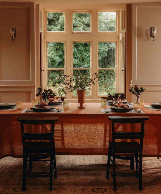 Classic Linen Table Linens, Terracotta Pink