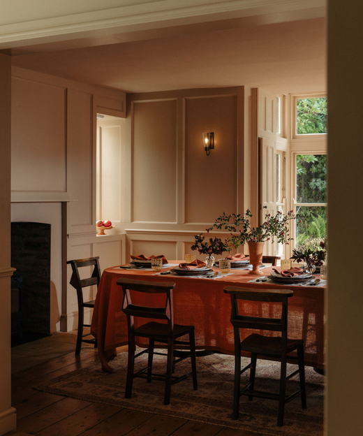 Classic Linen Table Linens, Terracotta Pink
