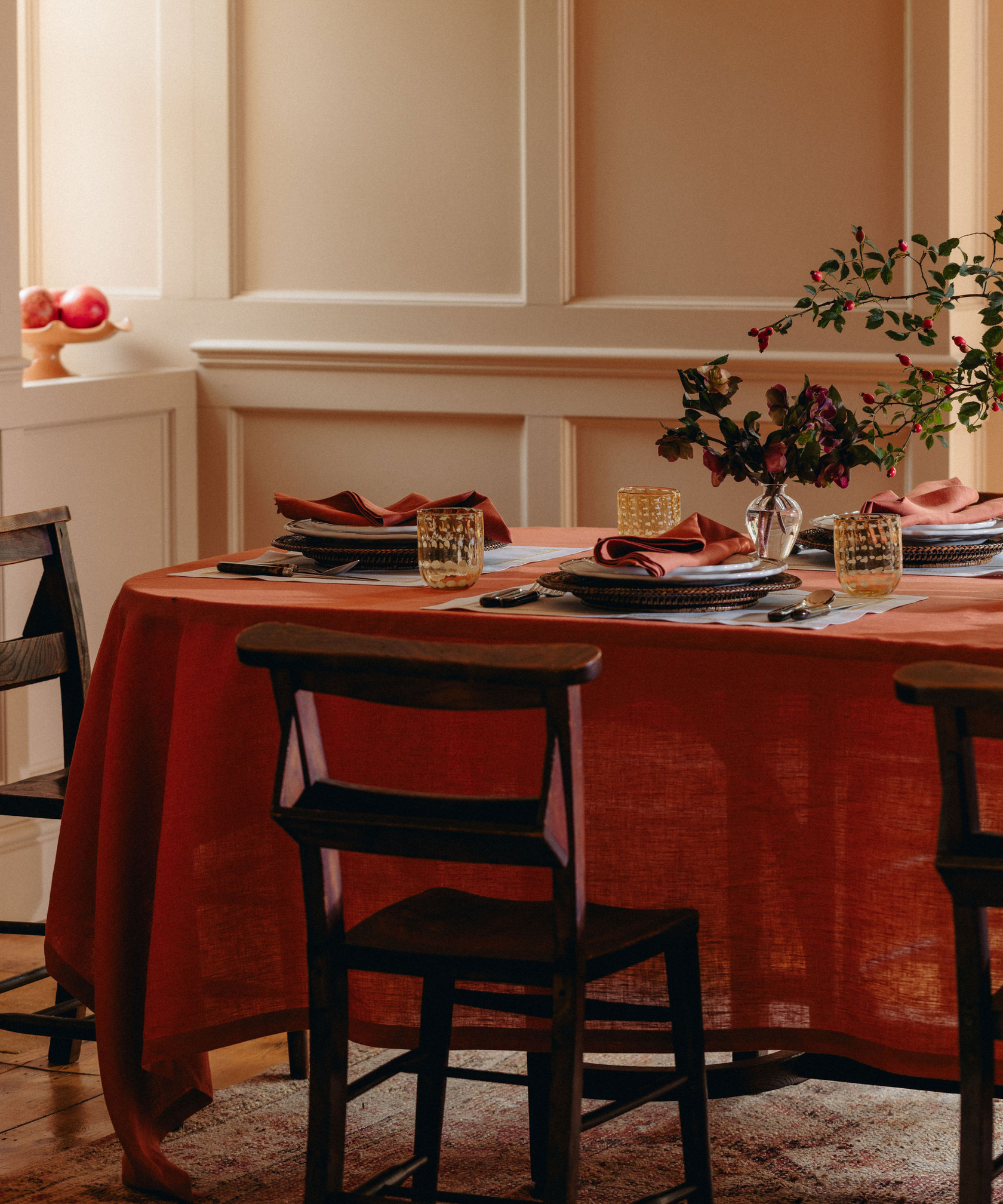 Classic Linen Table Linens, Terracotta Pink