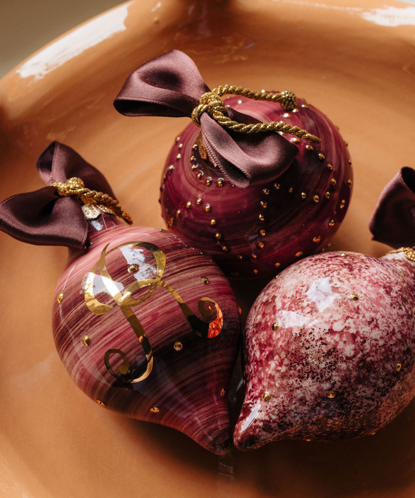 Natalia Initial Bauble, Gold/Burgundy, with Chiara Baubles