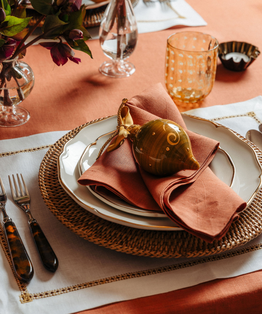 Chiara Initial Bauble, Gold/Amber, with Napkin