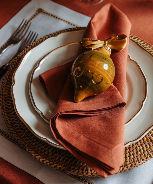 Chiara Initial Bauble, Gold/Amber, with Crockery