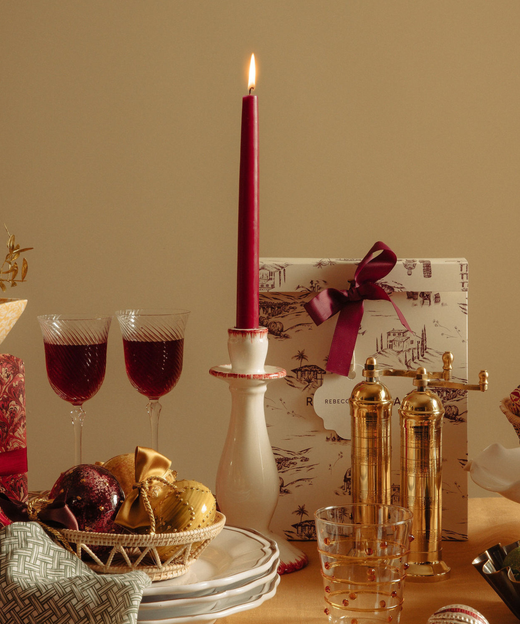 Set of 6 Danish Taper Candles, Burgundy