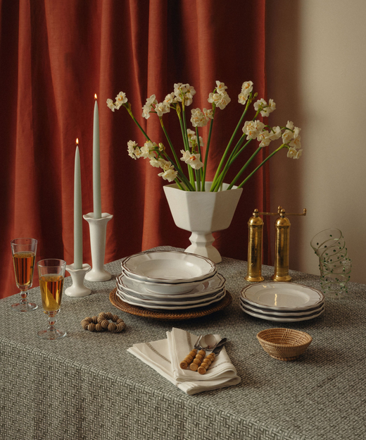 Cora Fluted Candlestick, Table Lifestyle