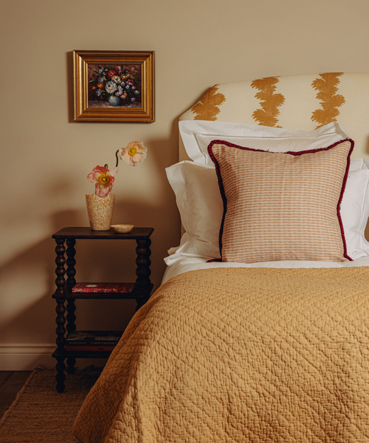 Margot Fringed Linen Cushion, Rhubarb