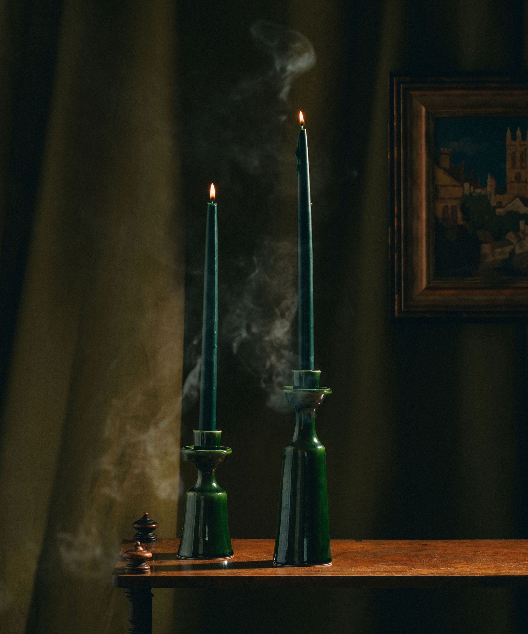 Set of 6 Danish Taper Candles, Forest Green