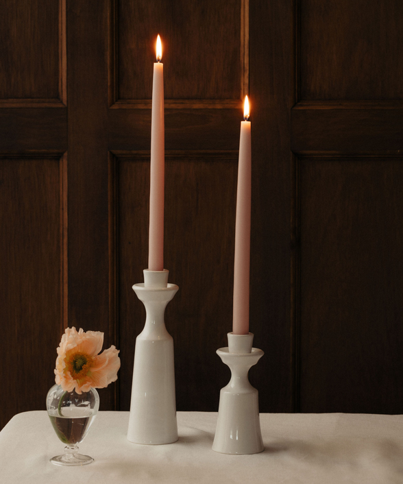 Set of 6 Danish Taper Candles, Powder Pink