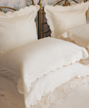 Annabelle Scalloped Duvet Cover, Ivory, Pillowcase Lifestyle