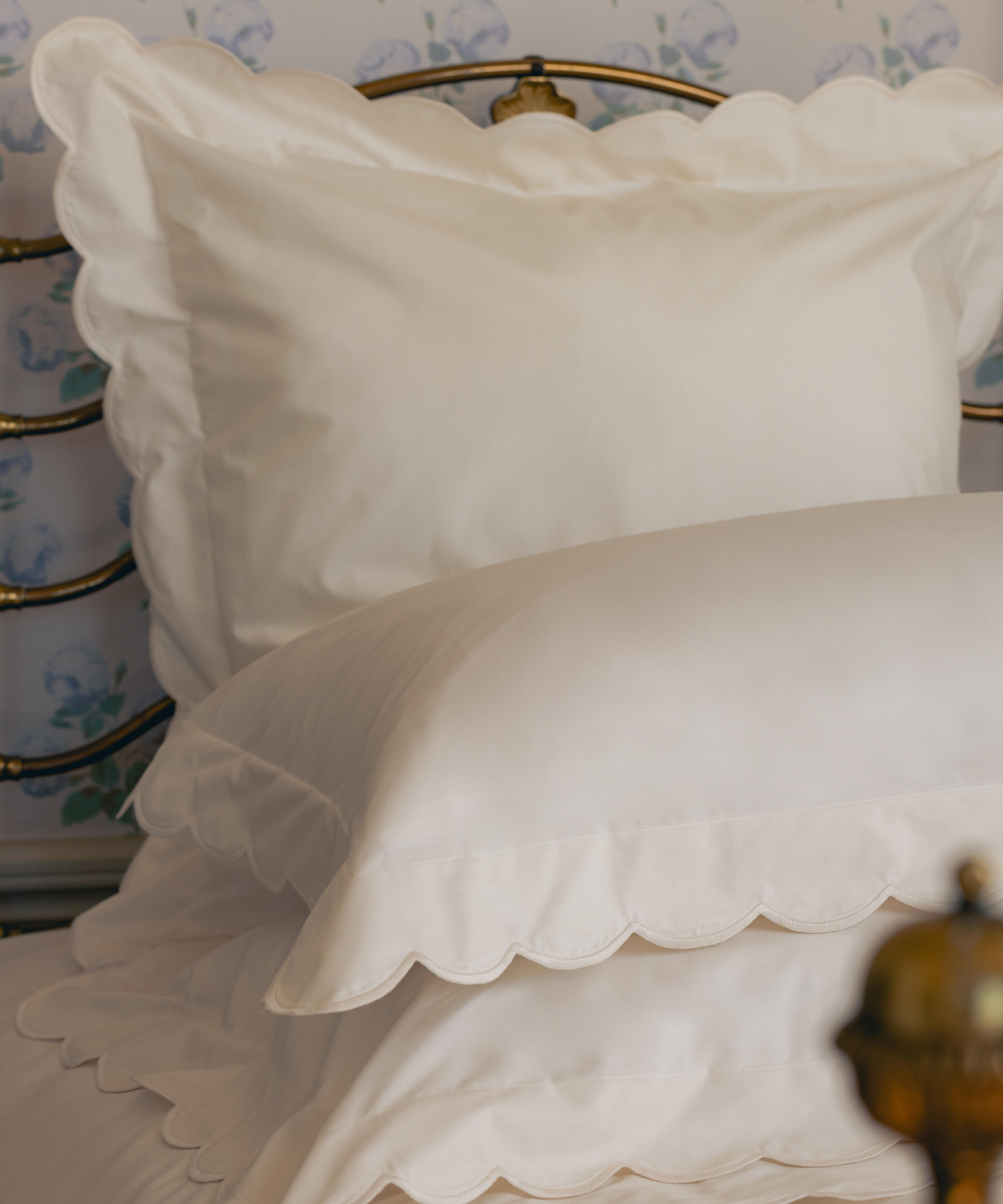 Annabelle Scalloped Bed Linen, Ivory, Pillowcase Detail