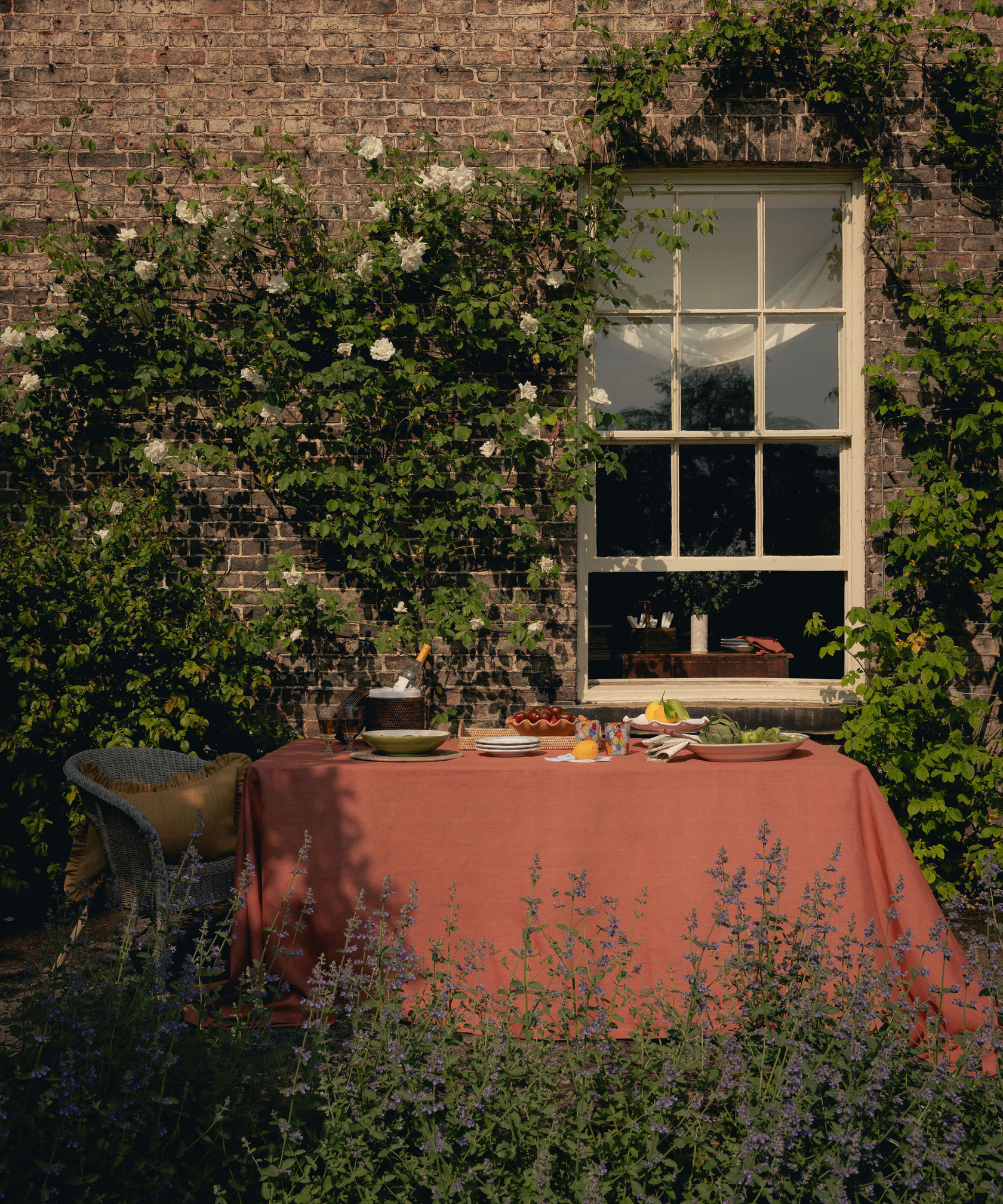 Classic Linen Tablecloth, Terracotta Pink
