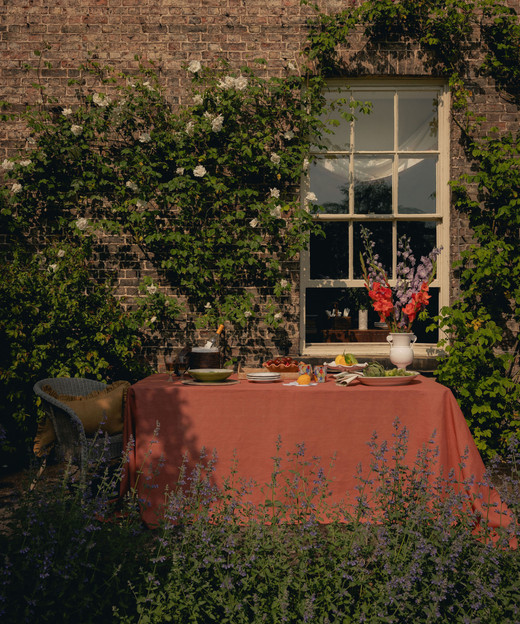Classic Linen Table Linens, Terracotta Pink