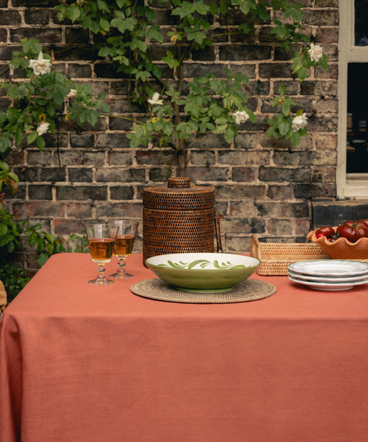 Classic Linen Tablecloth, Terracotta Pink