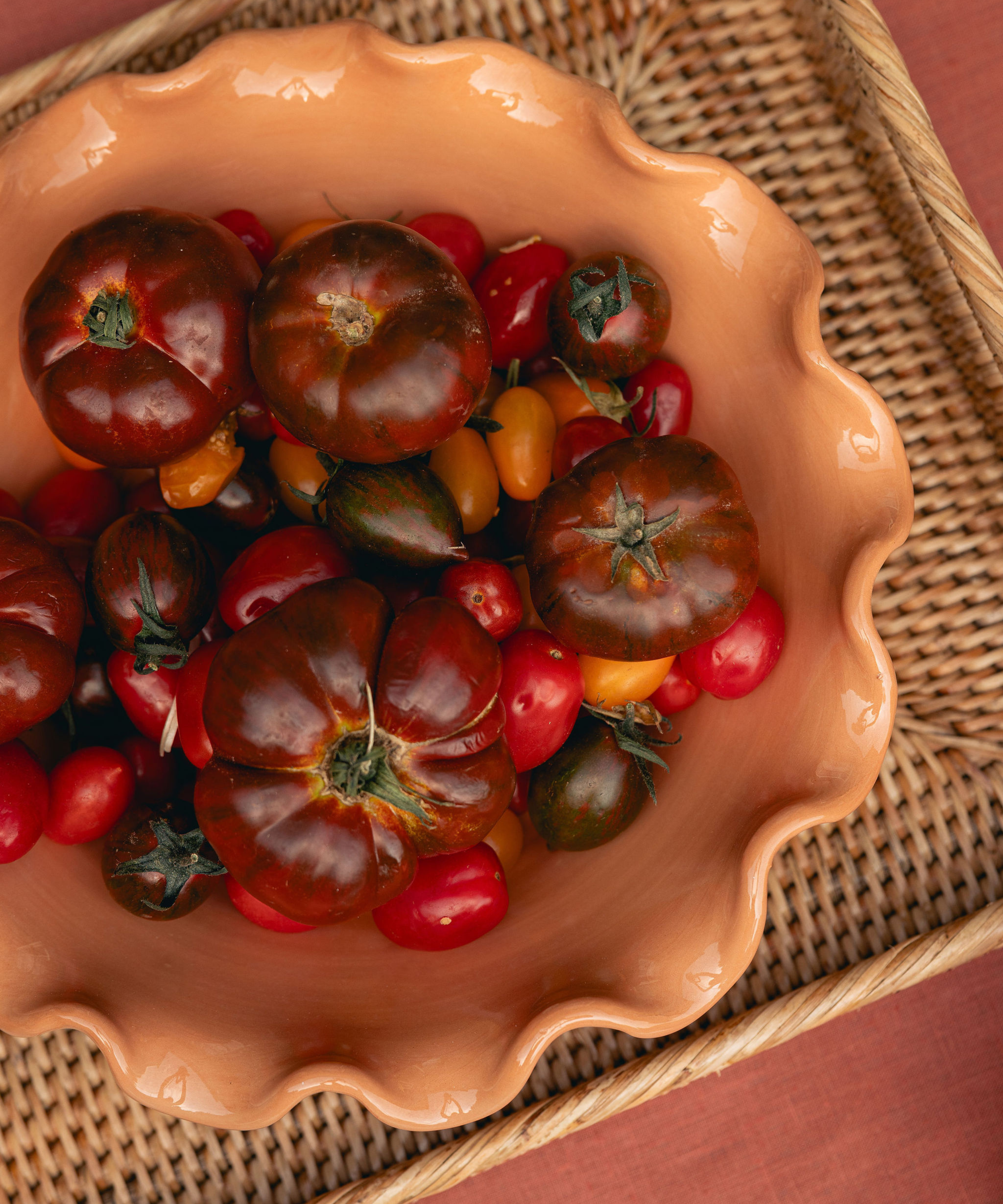 Ruffle Ceramic Bowls, Terracotta
