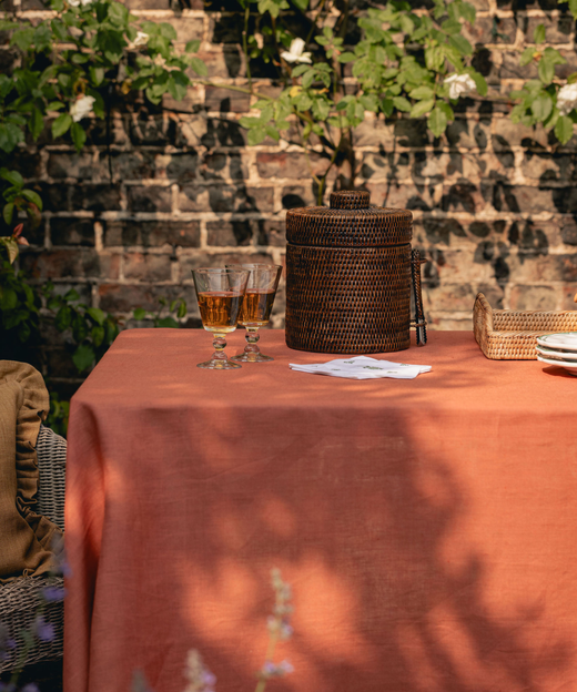 Rattan Ice Bucket with Tongs, Brown