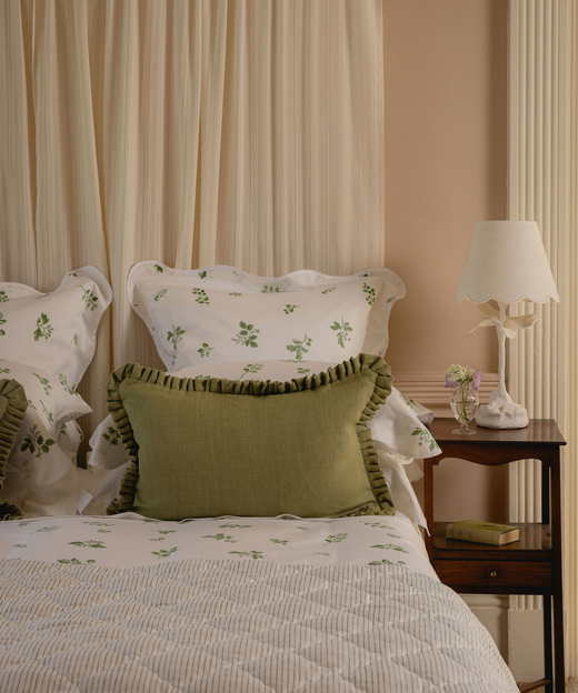 Estelle Pleated Linen Cushion, Sage