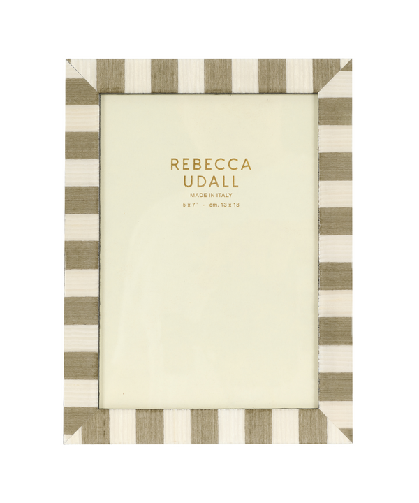 Rebecca Udall, Delilah Striped Photo Frame, Taupe and White Stripe