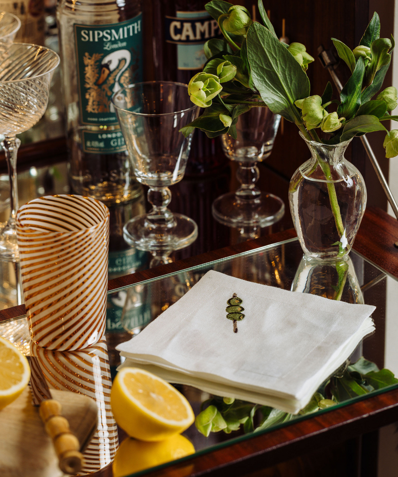 Rebecca Udall Set of 4 Garnish Cocktail Napkins, with Emily Bud Vase