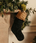 Quilted Velvet & Silk Christmas Stocking with Personalised Linen Gift Tag, Green